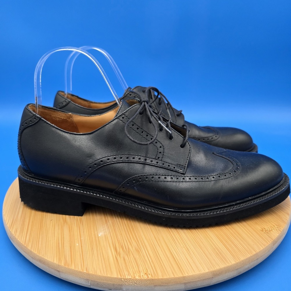 ROCKPORT MENS SHOES 8.5W‎ WINGTIP BLACK LEATHER GUNBOAT OXFORD APM11041 EUC